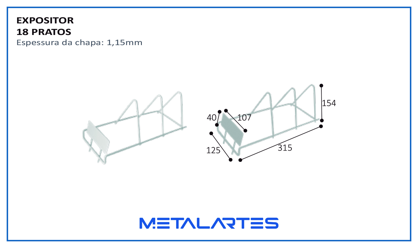 EXPOSITOR DE METAL PARA 18 PRATOS